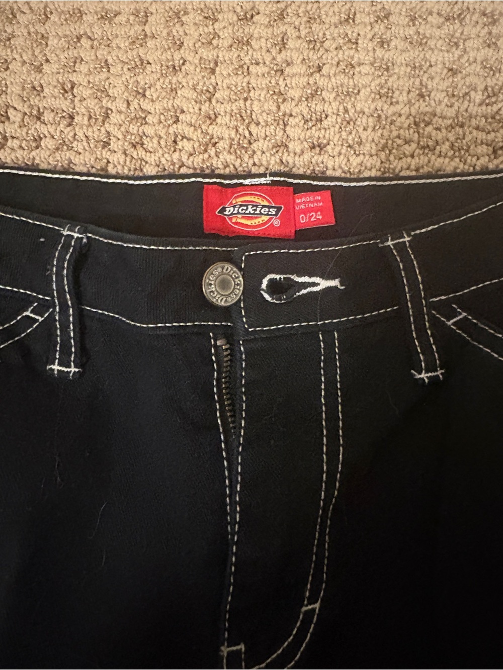 Dickies Black Pants with White Stitching Detail
